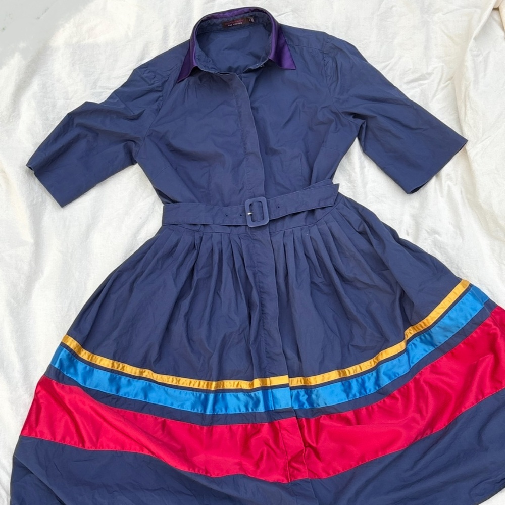 Sophie Theallet for The Limited dress, size 0, navy blue, shirt dress, belted